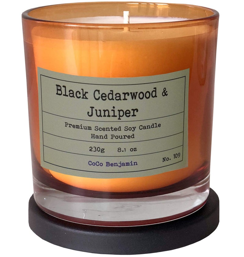 CoCo Benjamin 100% Soy, Highly Scented, Hand Poured Soy Candle (Black Cedarwood & Juniper) - Image 1
